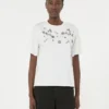 Jersey-T-Shirt mit Aufdruck und Stickerei, weiß