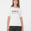 Jersey-T-Shirt mit Aufdruck und Stickerei, weiß