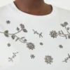 Jersey-T-Shirt mit Aufdruck und Stickerei, weiß