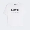 Jersey-T-Shirt mit Aufdruck und Stickerei, weiß