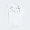 Jersey-T-Shirt mit Aufdruck und Stickerei, weiß