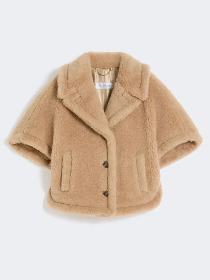 Kape aus Teddy-Stoff aus Alpaka und Kaschmir in boxiger Passform, beige Kape aus Teddy-Stoff aus Alpaka und Kaschmir in boxiger Passform, beige