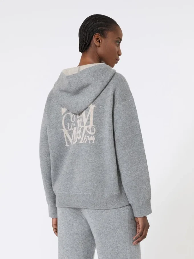 Kapuzencardigan aus Wolle und Kaschmir, mittelgrau Kapuzencardigan aus Wolle und Kaschmir, mittelgrau