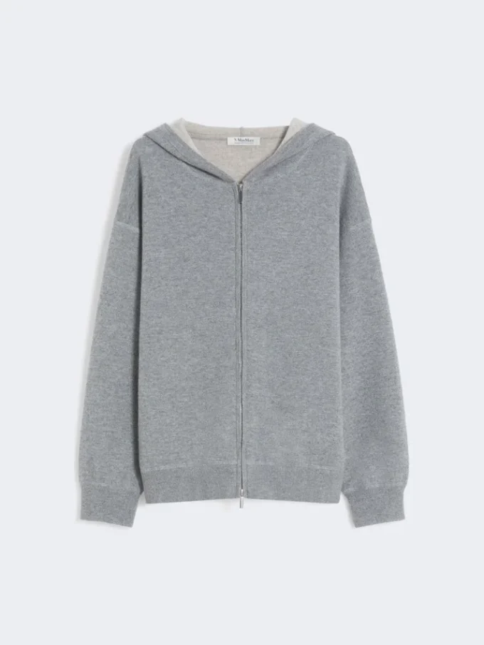 Kapuzencardigan aus Wolle und Kaschmir, mittelgrau Kapuzencardigan aus Wolle und Kaschmir, mittelgrau