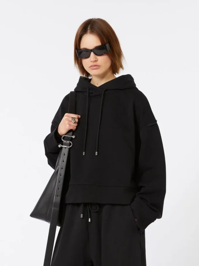 Kapuzenpullover aus Stretch-Baumwolle, schwarz