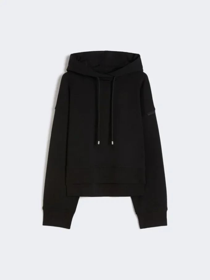 Kapuzenpullover aus Stretch-Baumwolle, schwarz