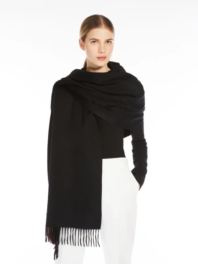 Kaschmir-Stola mit Logo, schwarz Kaschmir-Stola mit Logo, schwarz