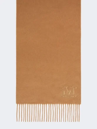 Kaschmir-Stola mit Monogramm-Stickerei, beige