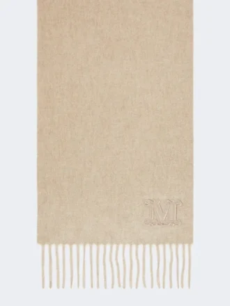 Kaschmir-Stola mit Monogramm-Stickerei, beige