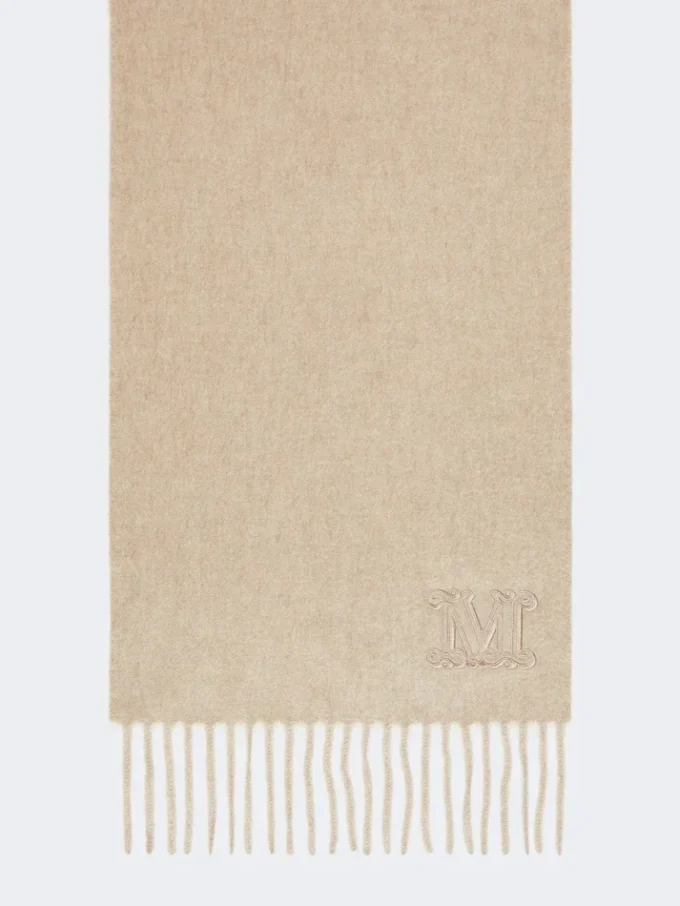 Kaschmir-Stola mit Monogramm-Stickerei, beige Kaschmir-Stola mit Monogramm-Stickerei, beige