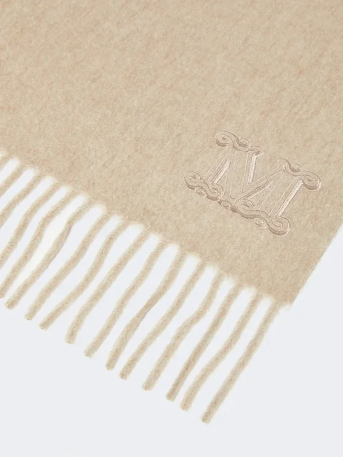 Kaschmir-Stola mit Monogramm-Stickerei, beige Kaschmir-Stola mit Monogramm-Stickerei, beige