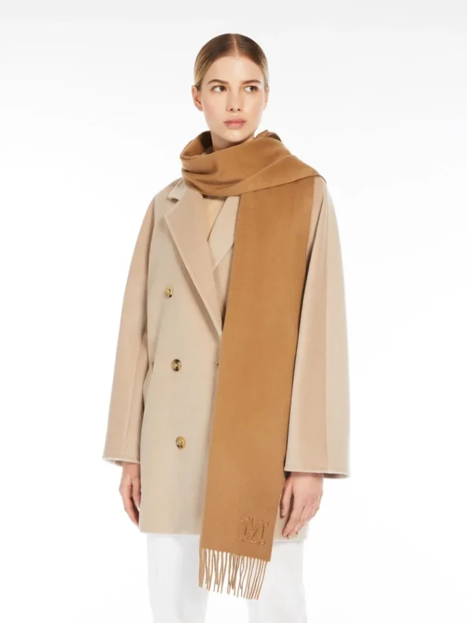 Kaschmir-Stola mit Monogramm-Stickerei, beige Kaschmir-Stola mit Monogramm-Stickerei, beige