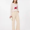 Kaschmirpullover mit Intarsien-Detail, sand