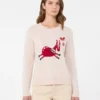 Kaschmirpullover mit Intarsien-Detail, sand