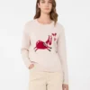 Kaschmirpullover mit Intarsien-Detail, sand