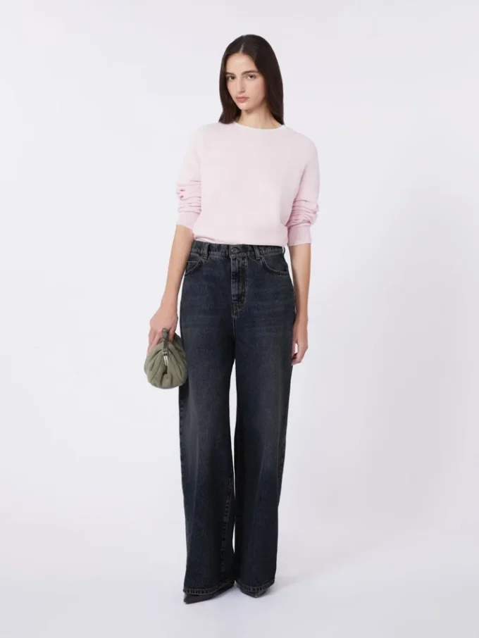 Kaschmirpullover mit Rundhalsausschnitt, rosa