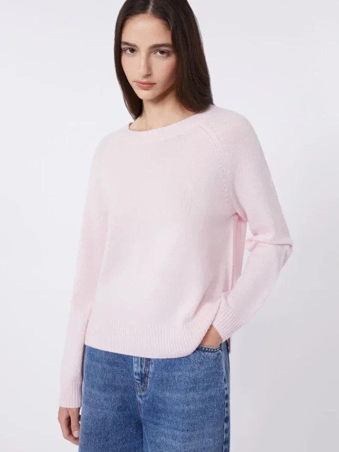 Kaschmirpullover mit Rundhalsausschnitt, rosa