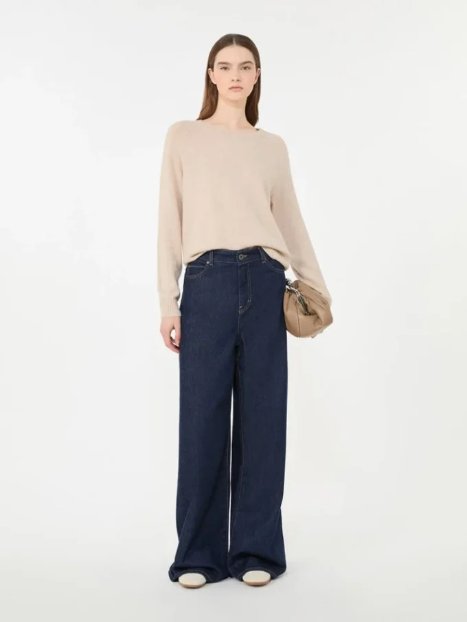 Kaschmirpullover mit Rundhalsausschnitt, sandfarben