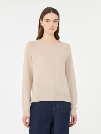 Kaschmirpullover mit Rundhalsausschnitt, sandfarben