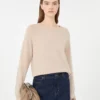 Kaschmirpullover mit Rundhalsausschnitt, sandfarben