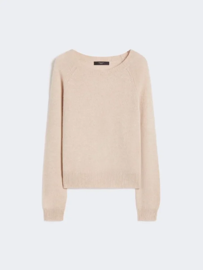 Kaschmirpullover mit Rundhalsausschnitt, sandfarben