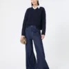 Kaschmirpullover mit V-Ausschnitt, marineblau