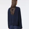 Kaschmirpullover mit V-Ausschnitt, marineblau