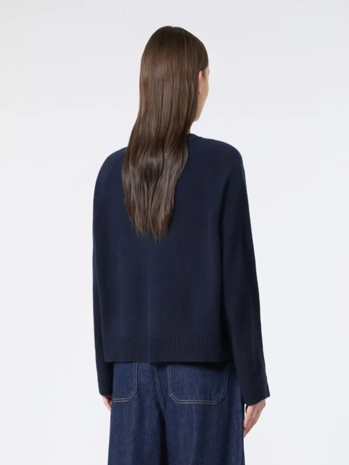 Kaschmirpullover mit V-Ausschnitt, marineblau