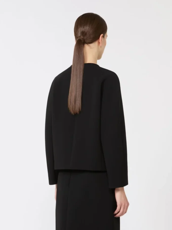Kastenförmige Jacke aus Cady, schwarz Kastenförmige Jacke aus Cady, schwarz