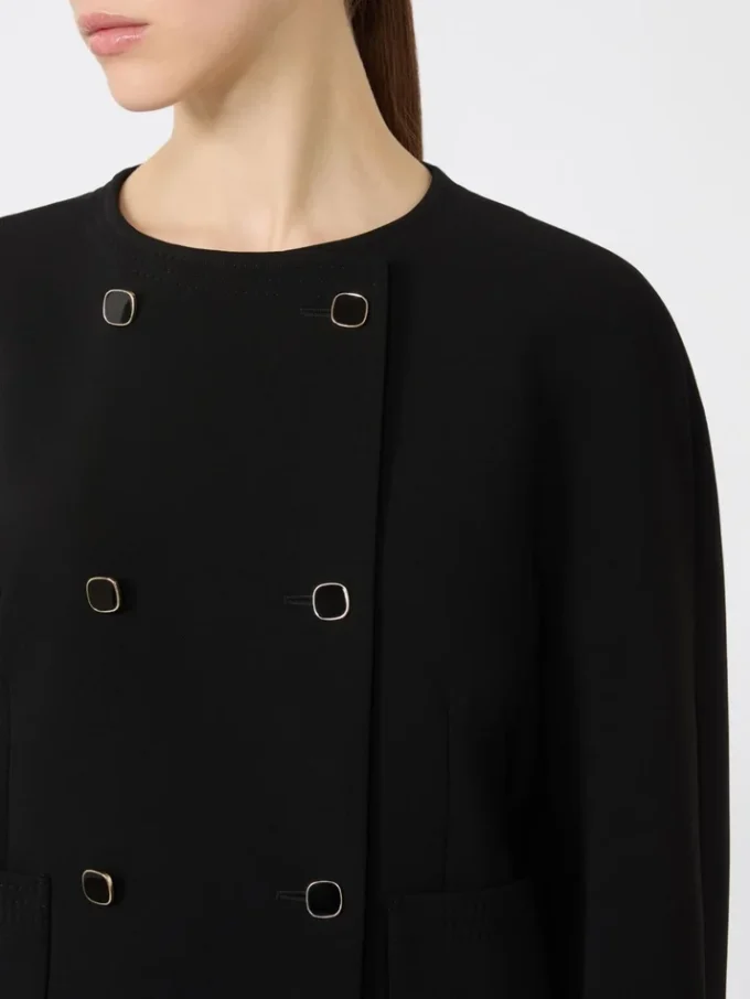 Kastenförmige Jacke aus Cady, schwarz Kastenförmige Jacke aus Cady, schwarz