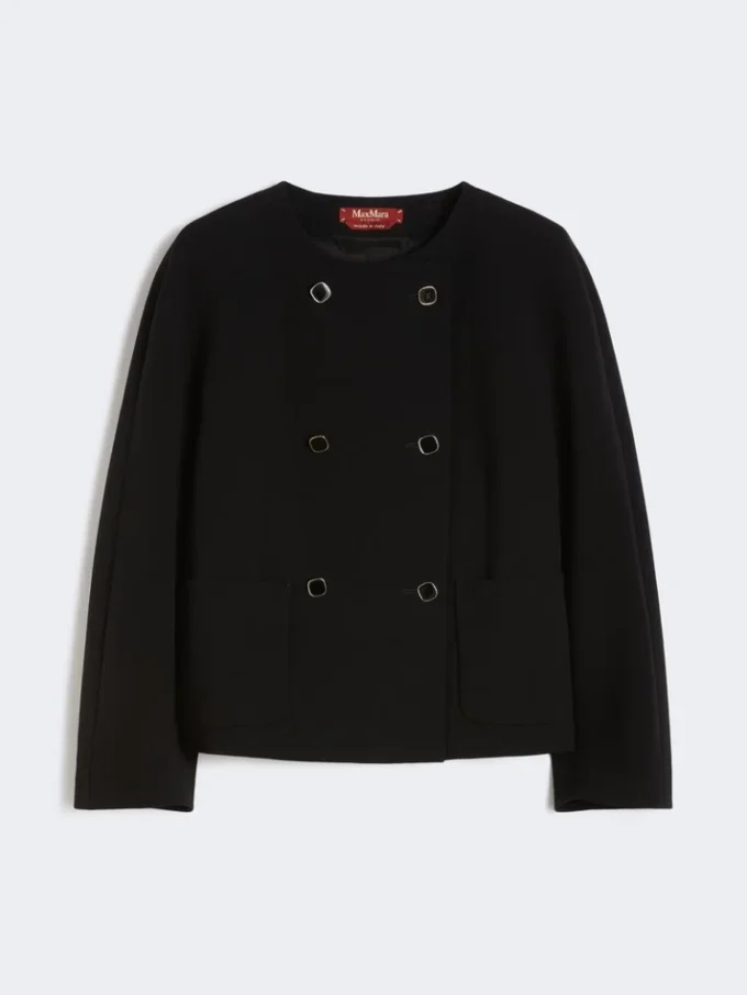 Kastenförmige Jacke aus Cady, schwarz Kastenförmige Jacke aus Cady, schwarz