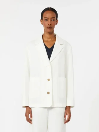 Kastenförmige Jacke aus Leinen-Canvas, weiß