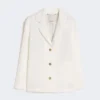 Kastenförmige Jacke aus Leinen-Canvas, weiß Kastenförmige Jacke aus Leinen-Canvas, weiß