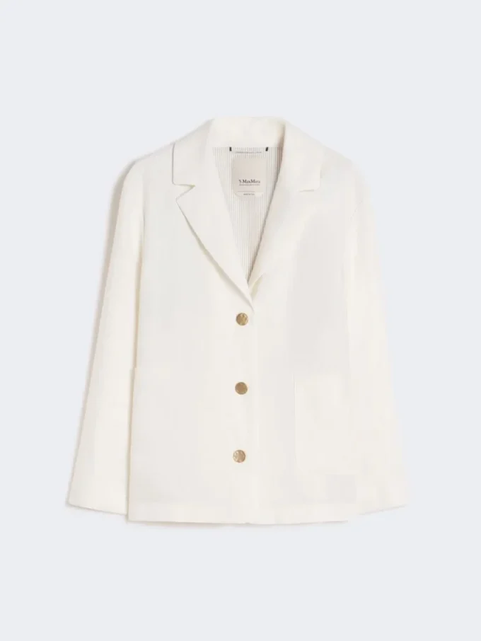 Kastenförmige Jacke aus Leinen-Canvas, weiß Kastenförmige Jacke aus Leinen-Canvas, weiß