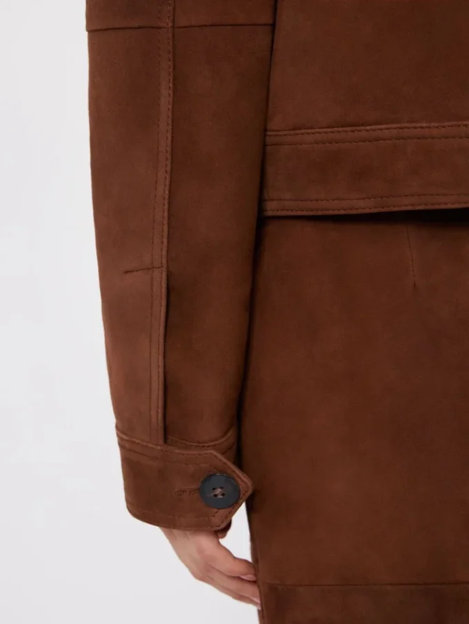 Kastenförmige Jacke aus Wildleder, schokoladenbraun Kastenförmige Jacke aus Wildleder, schokoladenbraun