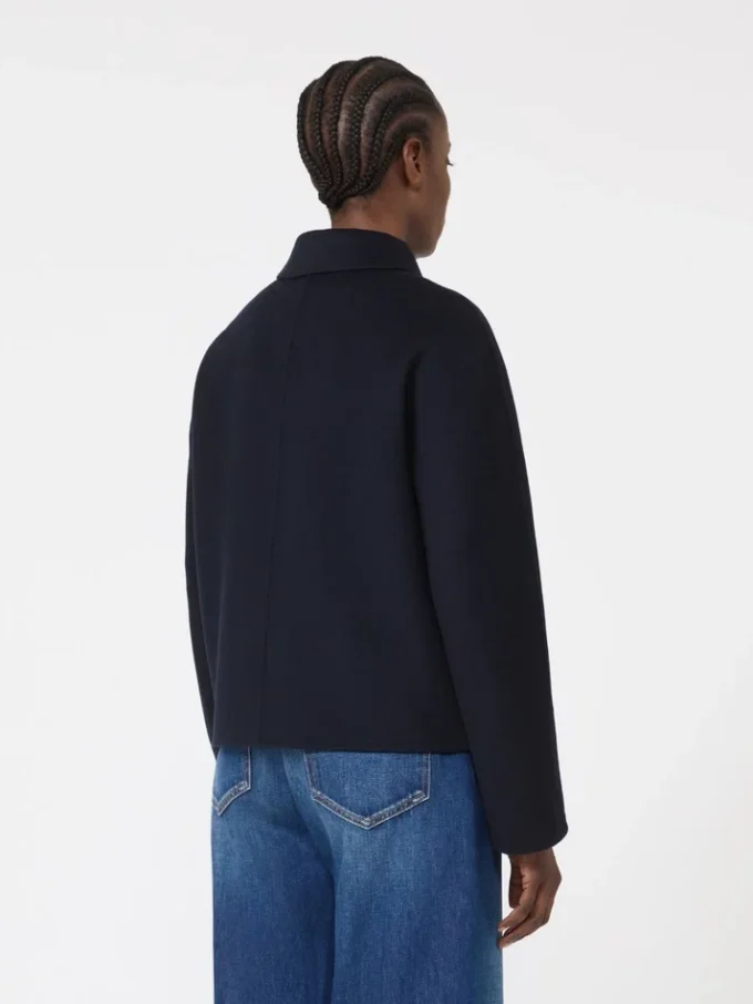Kastenförmige Jacke aus Wolle, Kaschmir und Seide, marineblau