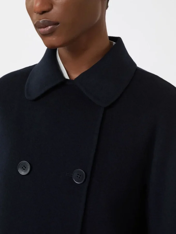 Kastenförmige Jacke aus Wolle, Kaschmir und Seide, marineblau
