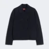 Kastenförmige Jacke aus Wolle, Kaschmir und Seide, marineblau