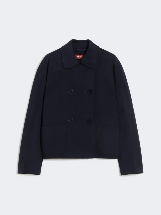 Kastenförmige Jacke aus Wolle, Kaschmir und Seide, marineblau