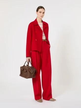 Kastenförmige Jacke aus Wolle, Kaschmir und Seide, rot