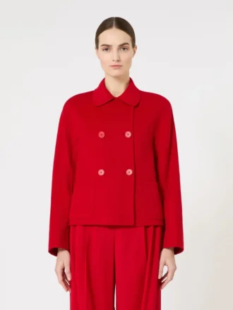 Kastenförmige Jacke aus Wolle, Kaschmir und Seide, rot