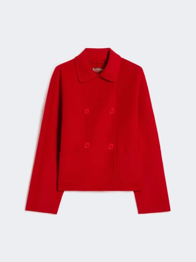 Kastenförmige Jacke aus Wolle, Kaschmir und Seide, rot Kastenförmige Jacke aus Wolle, Kaschmir und Seide, rot