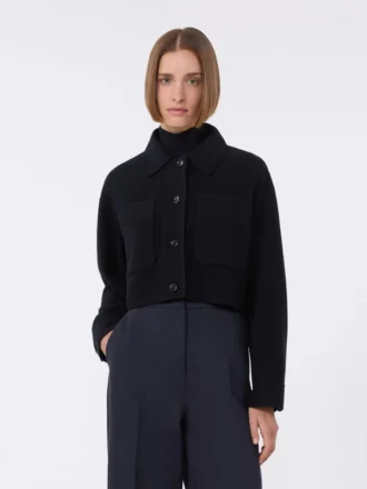 Kastenförmige Jacke aus Wolle und Kaschmir, ultramarinblau