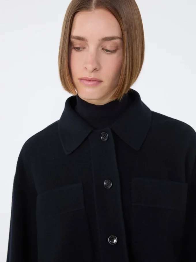 Kastenförmige Jacke aus Wolle und Kaschmir, ultramarinblau Kastenförmige Jacke aus Wolle und Kaschmir, ultramarinblau