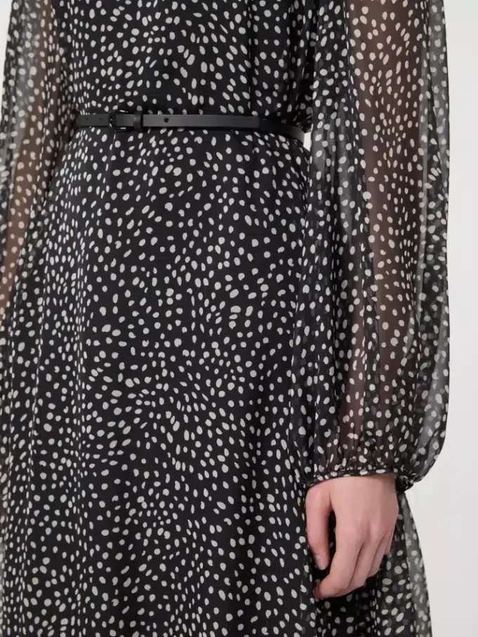 Kleid aus bedrucktem Chiffon, schwarz Kleid aus bedrucktem Chiffon, schwarz