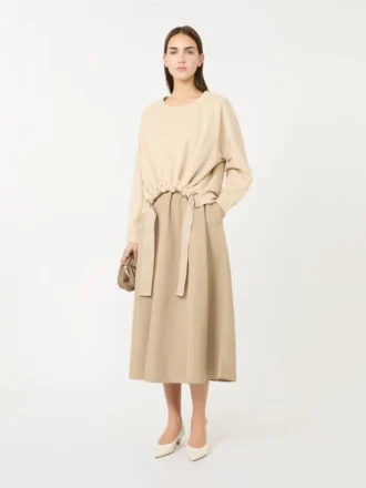 Kleid aus Funktionsstoff und Baumwolle, haselnussbraun