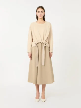 Kleid aus Funktionsstoff und Baumwolle, haselnussbraun