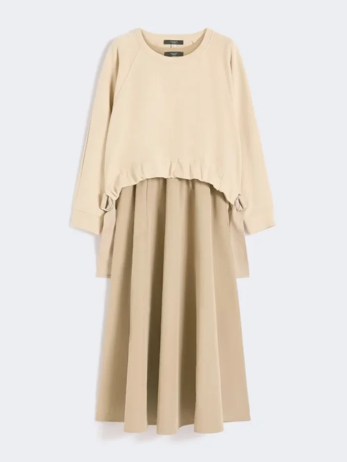 Kleid aus Funktionsstoff und Baumwolle, haselnussbraun Kleid aus Funktionsstoff und Baumwolle, haselnussbraun