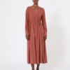 Kleid aus gewaschener Seiden-Canvas, Terrakotta Kleid aus gewaschener Seiden-Canvas, Terrakotta