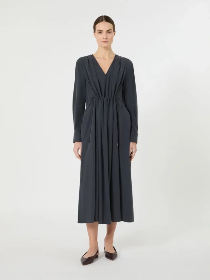 Kleid aus gewaschener Seiden-Canvas, ultramarinblau Kleid aus gewaschener Seiden-Canvas, ultramarinblau